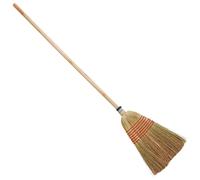 Red Gorilla Traditional Large Corn Broom with Natural Straw Bristles Outdoor or Indoor Sweeping Brush for Yard Stable Garden Wooden Handle 1.55m