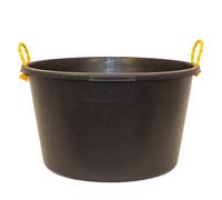 Red Gorilla Multi Tub 65L Heavy Duty Medium Round Black Rigid Tub with Rope Handles for Building Industrial and Construction Strong Durable 34cm x 60cm