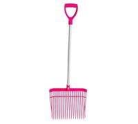 Red Gorilla Small Bedding Fork with Short D Handle Pink Lightweight For Stable Bedding Mucking Out Metal Pitchfork for Hay and Garden Compost 110cm Long