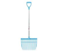 Red Gorilla Small Bedding Fork with Short D Handle Sky Blue Lightweight For Stable Bedding Mucking Out Metal Pitchfork for Hay and Garden Compost 110cm Long