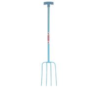 Red Gorilla Official - 4 Prong Manure Fork with T Handle Sky Blue