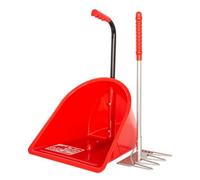 Tidee Red Gorilla Official TEENIE in Red with Short Traditional Rake Horse Manure Shovel Scoop Small Lightweight Suitable for Children Dustpan Set for Paddock Stable Horsebox or Garden Waste