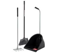 Red Gorilla Black TIDEE Companion Set Rake Mini Broom and Large Scoop Shovel for Horse Manure Multi Purpose Large Lightweight Dustpan for Paddock Stable Horsebox Garden or Building Site Waste