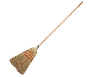 Red Gorilla Traditional Corn Broom with Natural Straw Bristles Outdoor or Indoor Sweeping Brush for Yard Stable Garden Wooden Handle 1.5m long (Large Head 30cm x 52cm)