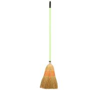 Red Gorilla Traditional Large Corn Broom in Pistachio with Natural Straw Bristles Outdoor or Indoor Sweeping Brush for Yard Stable Garden Wooden Handle 1.66m