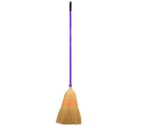 Red Gorilla Traditional Large Corn Broom in Purple with Natural Straw Bristles Outdoor or Indoor Sweeping Brush for Yard Stable Garden Wooden Handle 1.66m