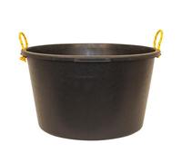 Red Gorilla Multi Tub 40L Heavy Duty Shallow Round Black Rigid Tub with Rope Handles for Building Industrial and Construction Strong Durable 30cm x 50cm