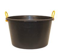 Red Gorilla Multi Tub 40L Heavy Duty Shallow Round Black Rigid Tub with Rope Handles for Building Industrial and Construction Strong Durable 30cm x 50cm