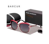 (Red Gradient, BARCUR) Polarized Ladies Sunglasses Women Gradient Lens Round Sun Glasses Square