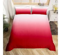 Red Gradient Single Duvet Cover Set Modern Art Bedding Sets 3D Print 3 Pieces Soft Brushed Microfiber Quilt Cover 135x200 cm + 2 Pillowcases with Zipper 6209-K