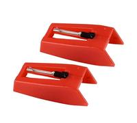 Red Gramophone Stylus Needle 1 Pair Conical Replacement | Plastic and Aluminum Build, Strong Tracking, Voice and Music Rendition, Long Playing Life, Easy Installation