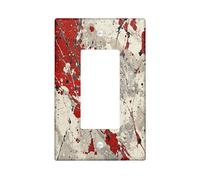 Red Gray Marble Decorative Switch Cover 1 Gang Single Rocker, Abstract Modern Switchcover Wall Plate, Grey Luxury Simple Electrical Faceplate for Bedroom Living Room Decor