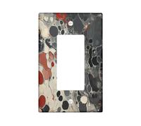 Red Gray Marble Switch Cover Wall Plate 1 Gang Single Rocker, Abstract Modern Electrical Faceplate for Bedroom Bathroom Decor, Grey Luxury Simple Standard Size Switchplate