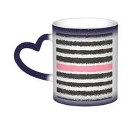 Red & Gray Stripes Print Thermal Color Changing Mug, Ceramic Coffee Cup, Magic Mug for Home Office Cafe