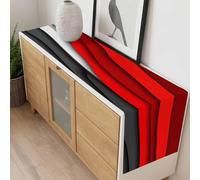 Red Gray Table Runner 13x108 inch Abstract Gradient Ocean Waves Geometric Modern Cotton Linen Dining Table Runner Ideal for Dresser Kitchen Coffee Tables - Machine Washable