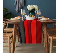 Red Gray Table Runner 13x60 inch Abstract Gradient Ocean Waves Geometric Modern Cotton Linen Dining Table Runner Ideal for Dresser Kitchen Coffee Tables - Machine Washable