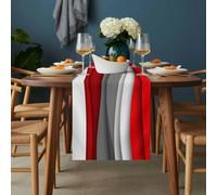 Red Gray Table Runner 13x60 inch Geometric Abstract Gradient Ocean Waves Modern Cotton Linen Dining Table Runner Ideal for Dresser Kitchen Coffee Tables - Machine Washable