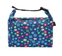 Red Green and Blue Small Flowers Kids Insulated Lunch Bag Leakproof Teachers Lunch Tote Bag for Office Workers