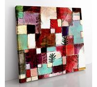 Red Green And Violet Rhythms by Paul klee Classic Painting Canvas Wall Art Print Ready to Hang, Framed Picture for Living Room Bedroom Home Office Décor, 50x50 cm (20x20 Inch)