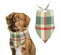 Red Green Buffalo Scottish Tartan Plaid Checkered Cute Dog Bandanna Scarf Printed Adjustable Triangle Pet Kerchief for Dogs And Cats