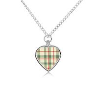 Red Green Buffalo Scottish Tartan Plaid Checkered Personalized Pet Urn Necklace Keepsake Urn Pendant Cremation Jewelry Gifts for Dog Cat Lover