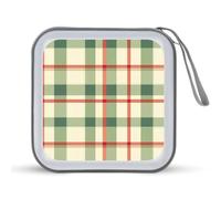 Red Green Buffalo Scottish Tartan Plaid Funny CD Holder 40 Capacity DVD Case Disc Protective Storage Organizer Bag for Car Home Travel