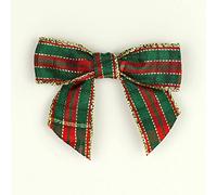 Red Green Check Plaid Tartan Bows, 10 Pieces Pre Tied Gingham Ribbon Bow, Buffalo Checkered Bow for Christmas Wedding Decoration Sewing Scrapbooking Wreath Gift Wrapping, 5cm Wide (Red Green Check)