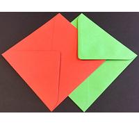 Red & Green Christmas Coloured Mixed Envelopes - Packed by the CandyRushTM Charity - For Xmas Holidays Greetings Cards Crafts Party Invitations (40, 6" Sq - 155 x 155mm)