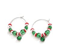 Red Green Christmas Jingle Bell Tinkle Bell Cute Ornament Hoop Huggie Dangle Earrings for Women Dangling Hanging Hoops Earring Hypoallergenic Xmas Festival Party Jewelry Gift for Daughter Bff, S, Zinc