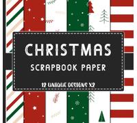 Red & Green Christmas Scrapbook Paper: Diagonal and Horizontal Stripes, Polka Dot, Star, Snowflake, Tree, and Happy Holidays Seamless Classic Patterns, Double Sided 8 x 8" Sheets, 12 Unique Designs x2