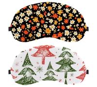 Red Green Christmas Snowflake Tree 2-Pack Light-Blocking Soft Breathable Sleeping Mask Eye Patch