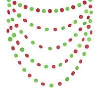 Red Green Christmas Streamers Decorations, UNIIDECO Xmas Tree Ornaments Accessories, Circle Dots Paper Garland, Fiesta Birthday Loteria Party Banner Streamer Background Supplies Chriatmas Decor