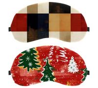 Red Green Christmas Trees Winter Pattern 2 - Piece Light-Blocking Soft Breathable Sleep Mask Eye Masks Sleeping Mask