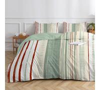 Red Green Duvet Cover Double Banded Stripe Reversible Stylish Bedding Double Bed Set for Adult Men Women Soft Microfiber Quilt Cover Double Bedding 200x200cm + 2 Pillowcases 50x75cm