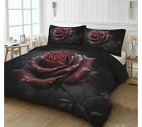Red Green Elegant Rose Duvet Cover Set 3D Fashion Aesthetics Printed Bedding Quilt Cover Set 3 Pieces Soft Microfiber Bedding Quilt Cover With Zipper Closure For Teens And Adults Super King 260X220Cm