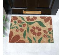 Red & Green Floral Pattern Coir Doormat (60 x 40cm) Artsy Mats Brown 40cm x 60cm