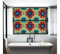 Red Green Geometry Frosted Window Film Stained Glass Window Film Window Stickers Opaque Window Film Bathroom Office Privacy Film(W 23.6" x L 39.4" (1 Panels))