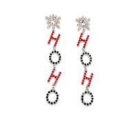 Red Green HoHo Christmas Statement Dangle Earrings for Women Long CZ Crystal Snowflake Charms Drop Lightweight Earring Fashion Xmas Winter Holiday Festival Ornament Jewelry