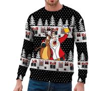Red Green Mens Christmas Jumper Xmas Novelty Pullover Snowflakes Santa Claus Sweatshirt 3D Printed Snowman Christmas Tree Jumpers Long Sleeve Crew Neck Pullover Sweater Present Gifts for Him xl,xxxxl