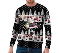 Red Green Mens Christmas Jumper Xmas Novelty Pullover Snowflakes Santa Claus Sweatshirt 3D Printed Snowman Christmas Tree Jumpers Long Sleeve Crew Neck Pullover Sweater Present Gifts for Him xl,xxxxl