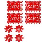 (red green, One size) 12Pcs Heat Resistant Felt Placemats Snowflake Shaped Christmas Table Mats Dining Accessories for Parties and Banquets