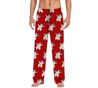 Red Green Pajama Pants for Men Uk Skull Puttern Men's Separate Bottoms Lounge Pants, Fluffy Fleece Flannel Relaxed Sleep Trousers Balck White Blue Navy Plaid Boys Halloween Christmas Costume Party pjs