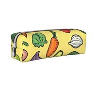 Red Green Pepper Mushrooms Pencil Case Portable Cylindrical Pencil Pouch with Zipper Leather Cosmetic Pouch Bag