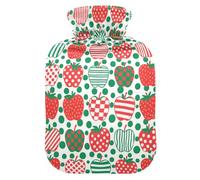 Red Green Polka Dot Apples Water Bottle for hot Water with Soft Cover, 1L hot compresses for The Body for Arthritis