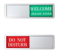 Red Green Silver Magnetic Do Not Disturb Sign for Office Door, Privacy Slider Door Hanger with Non-Scratch Surface, Welcome Please Knock Sign for Bedroom, Restroom, Hotel, Conference Room