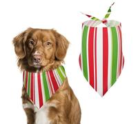 Red Green Striped Pattern Cute Dog Bandanna Scarf Printed Adjustable Triangle Pet Kerchief for Dogs And Cats