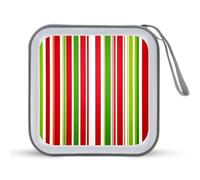 Red Green Striped Pattern Funny CD Holder 40 Capacity DVD Case Disc Protective Storage Organizer Bag for Car Home Travel