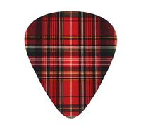 Red-Green-Tartan 12 Pack Guitar Picks With 3 Thicknesses And Storage Box, Abs Plectrums For Electric Bass Guitar Players