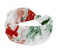 Red Green White Marble Texture Women's Headbands, Non Slip Headband, Knotted Cross Head Wraps, Sweat Wide Hairband for Workout Sports Yoga