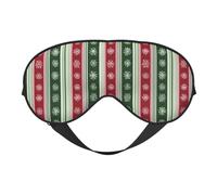 Red Green White Striped with Snowflake Sleep Mask Eye Mask with Adjustable Strap, Eye Sleep Shade Cover Blocks Light for Women Men Airplane Travel Nap Meditation